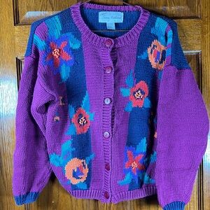 DeLoocho By Sarah Outland Large Vintage Chunky Knit Cardigan